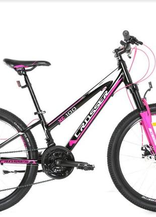 Спортивный велосипед 26 дюймов с переключателями скоростей shimano crosser girl xc-100 черно-розовый