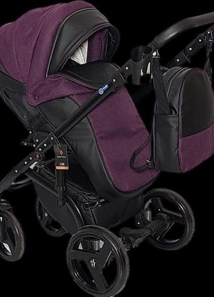 Универсальная детская коляска трансформер с модульной системой 2в1 almondo экокожа-текстиль бордовая3 фото