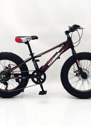 Спортивний велосипед fat bike 24 дюйми 11 рама s800 hammer extrime чорно-червоний