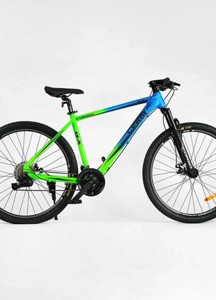 Спортивный двухколесный велосипед 27.5 дюймов 19 рама с shimano corso leroi lr-27677 сине-зеленый2 фото