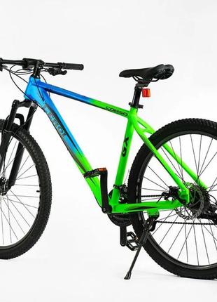 Спортивный двухколесный велосипед 27.5 дюймов 19 рама с shimano corso leroi lr-27677 сине-зеленый3 фото