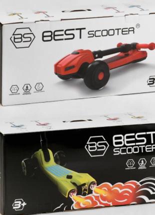 Дитячий триколісний самокат "best scooter" maxi" з парогенератором 11746 червоний2 фото
