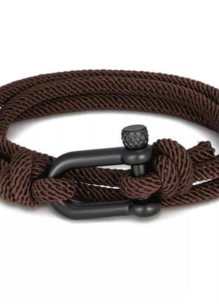 Браслет потрійний із паракорду обмотка з карабіном регульований (канат, шнур, мотузка) коричневий, унісекс wuke