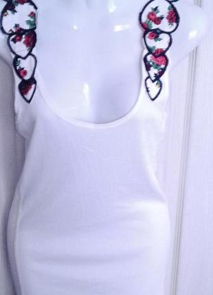 Новая майка деним, вышивка, аппликация