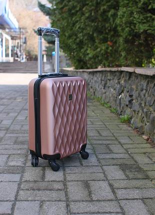 Чемодан пластиковый wings 190-ст ручная кладь розовое золото