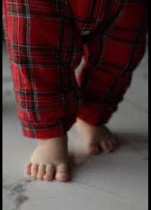 Штани новорічні червоні у клітинку 80 см 9-12 міс брюки дитячі1 фото