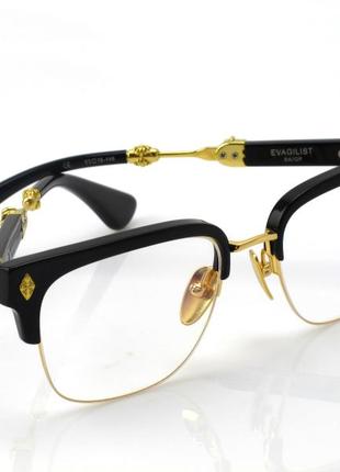 Прозрачные очки с золотистыми вставками3 фото