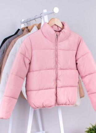 Стильная розовая пудра осенняя деми куртка модная дутая2 фото