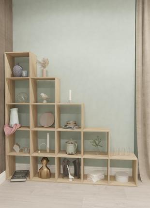 Стеллаж для дома, полка для книг и игрушек, разделитель комнаты на 15 ячеек, книжный шкаф l-15