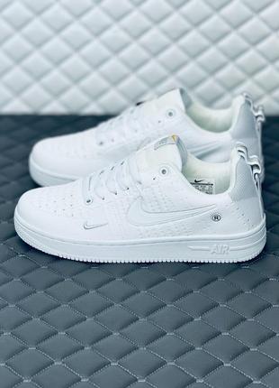 Кросівки чоловічі nike air force all white textile кроссовки найк форс мужские белые3 фото