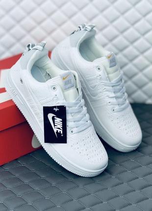 Кросівки чоловічі nike air force all white textile кроссовки найк форс мужские белые9 фото