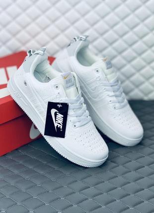 Кросівки чоловічі nike air force all white textile кроссовки найк форс мужские белые8 фото