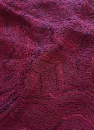 Бордовая юбка-карандаш  парча люрекс миди3 фото