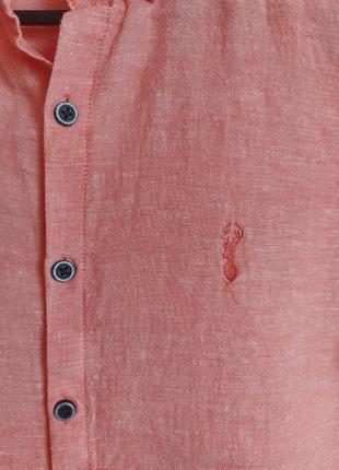 Лляна сорочка next, рожева рубашка льон/коттон, стан нової, р. 1522 фото