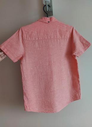 Лляна сорочка next, рожева рубашка льон/коттон, стан нової, р. 1524 фото