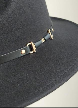 Фетровая шляпа федора черная с ремешком, шляпа с устойчивыми полями, ковбойка