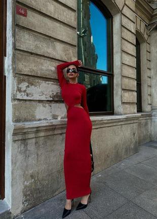 Довга в'язана сукня туреччина відкриті бока довгий рукав3 фото