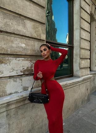 Довга в'язана сукня туреччина відкриті бока довгий рукав6 фото