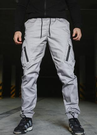 Чоловічі легкі весняні спортивні поасякденні штани високої якості світло сірі стрейч коттон прямий крій