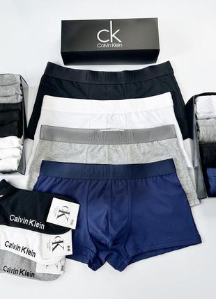 Набор боксерок 4шт и носков 9шт мужской келвин кляйн calvin klein striped2 , в коробке. fellix