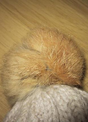 Набір зимовий ochnik шапка, шарф, пузырь из меха кролика6 фото