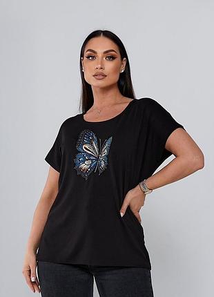 Жіноча футболка метелик різні кольори рр 50-54