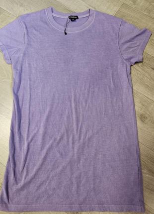 Базова подовжена футболка лавандова, фіолетова, бузкова, базова футболка з бірками1 фото