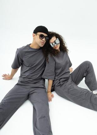Мужской спортивный костюм двойка «кука» ткань двунитка петля цвет серый мужский костюмы в спортивном стиле3 фото