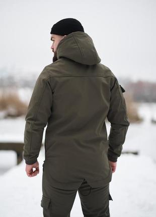 Демісезонна чоловіча куртка з якісної плащової тканини softshell хакі4 фото
