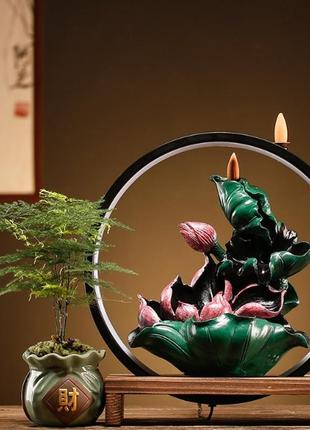 "ставок із лотосом".декоративна led лампа, підставка для пахощів. курильниця. димний фонтан. зворотного потоку1 фото
