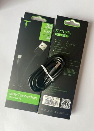 Новый кабель/провод usb - micro usb (1,2 м. 3а) t-phox nets t-m801