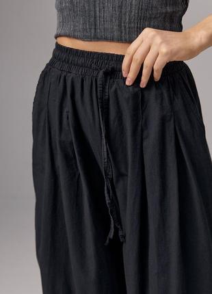 Женские брюки-кюлоты на резинке - черный цвет, l (есть размеры)4 фото