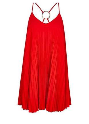 Червона плісирована сукня сліп ❤️ сарафан пліссе плаття5 фото
