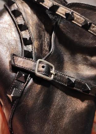 Ботинки кожаные с шиммером от valentino garavani5 фото