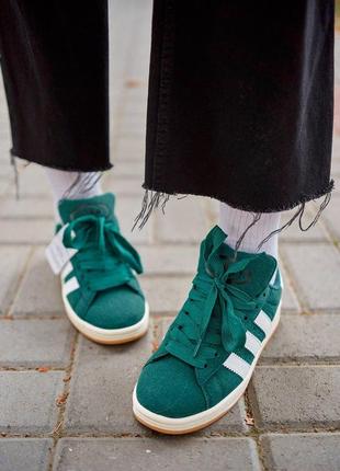 Чоловічі кросівки adidas campus 00s dark green white | smb9 фото