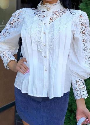 Блузон нарядный котон турция с кружевом