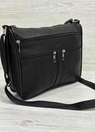 Женская сумочка черная натуральная кожа 102040