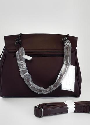 Женская сумка david jones sk9239 бордовая на плечо с длинным ремешком с клапаном4 фото