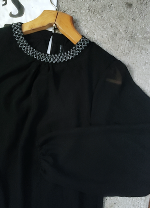 Шефоновая блуза воротник биссер2 фото