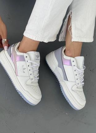Алудас форум белые кожаные adidas forum white/violet