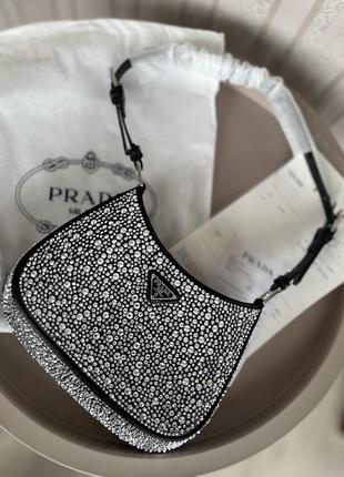 Чорна сумка з кристалами prada1 фото