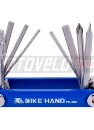 Шестигранник, набор (2-6 мм, 2 отвертки + 1 головка 8 мм) "bike hand" taiwan (mod:yc-262) синий