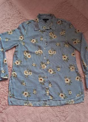 Рубашка блуза в полоску с цветами, нежная рубашка блузка2 фото