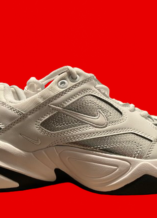 Кроссовки  nike m2k tekno leather silver white найк найки м2к текно кожа белые4 фото