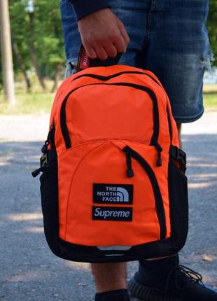 Рюкзак городской спортивный supreme x tnf backpack orange black3 фото