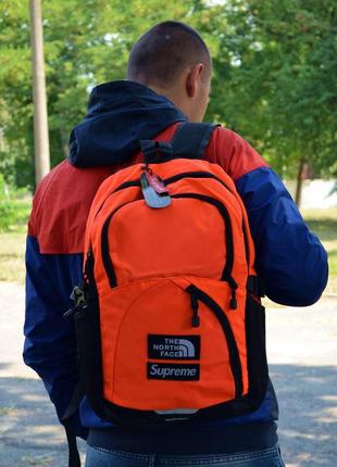 Рюкзак городской спортивный supreme x tnf backpack orange black1 фото