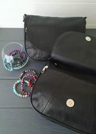Женская сумочка черная натуральная фактурная кожа 103060