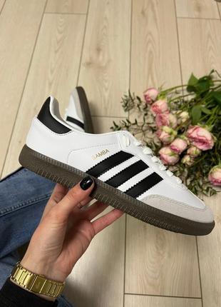 Женские кроссовки adidas samba white black5 фото