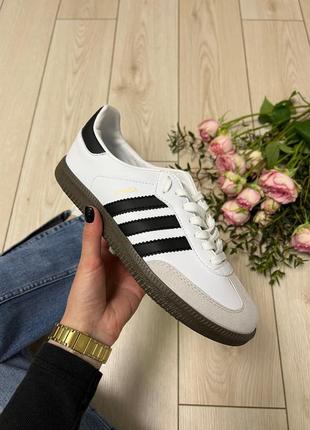 Женские кроссовки adidas samba white black4 фото