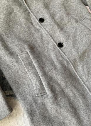 Базовое серое мужское шерстяное пальто 50% шерсть зара8 фото